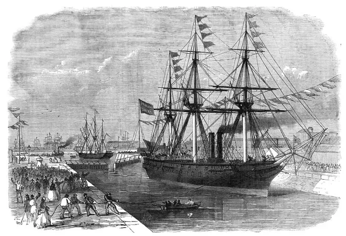 Framed Print : Opening of the new docks at Millwall, on Saturday last, 1868. Creator: Unknown Framed Print : Opening of the new docks at Millwall, on Saturday last, 1868. Creator: Unknown