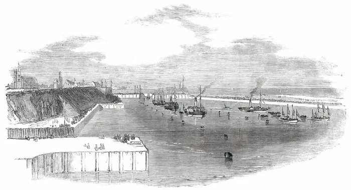 Framed Print : Opening of the New Docks at Sunderland - the Marine Procession, 1850. Creator: Unknown Framed Print : Opening of the New Docks at Sunderland - the Marine Procession, 1850. Creator: Unknown