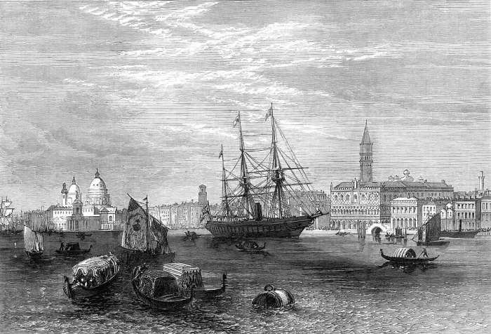 Framed Print : Opening of the new line for the Peninsular and Oriental Company's steamers from Venice, 1872. Creator: Unknown Framed Print : Opening of the new line for the Peninsular and Oriental Company's steamers from Venice, 1872. Creator: Unknown