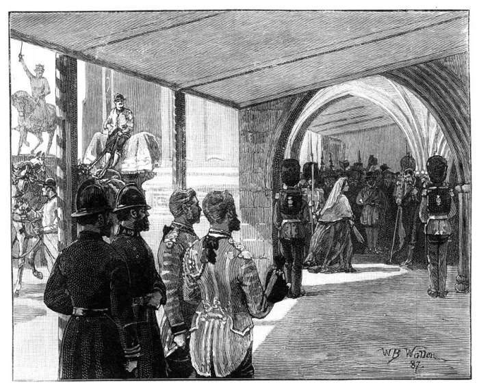 Framed Print : The Opening of Parliament, Westminster, London, 1866. Artist: William Barnes Wollen Framed Print : The Opening of Parliament, Westminster, London, 1866. Artist: William Barnes Wollen