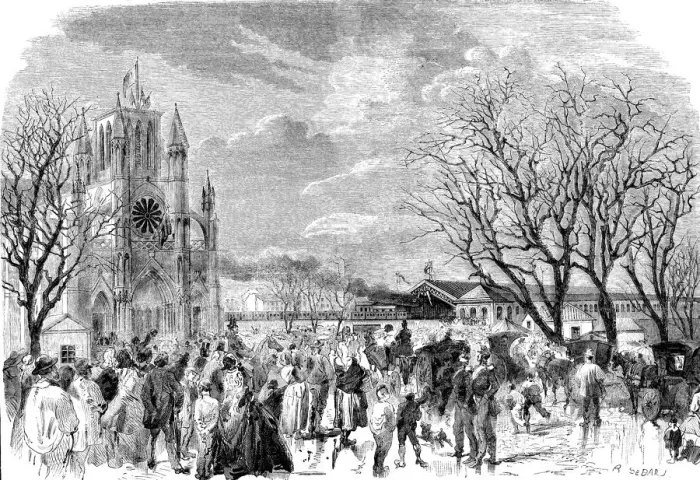 Framed Print : Opening of the railway line from Lyon to Geneva on March 16, 1858, arrival of Framed Print : Opening of the railway line from Lyon to Geneva on March 16, 1858, arrival of