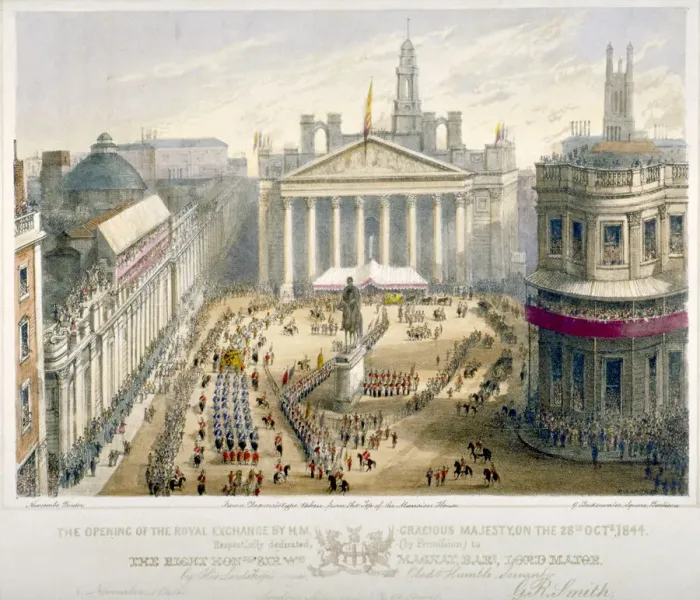 Framed Print : Opening of the Royal Exchange, City of London, 1844. Artist Framed Print : Opening of the Royal Exchange, City of London, 1844. Artist