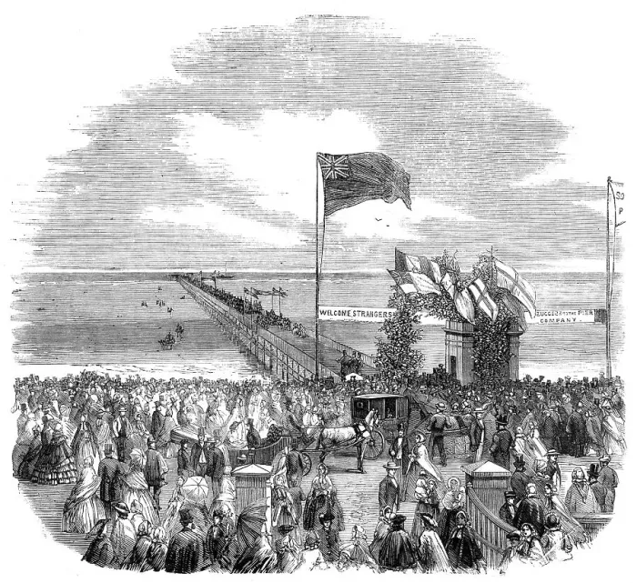 Framed Print : The Opening of Southport Pier, 1860. Creator: Unknown Framed Print : The Opening of Southport Pier, 1860. Creator: Unknown