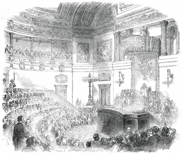 Framed Print : Opening of the Spanish Cortes by Queen Isabella, 1850. Creator: Unknown Framed Print : Opening of the Spanish Cortes by Queen Isabella, 1850. Creator: Unknown
