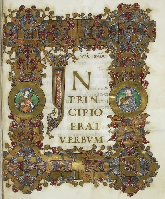 Framed Print : Opening of St Johns Gospell, c1020. Creator: Unknown
