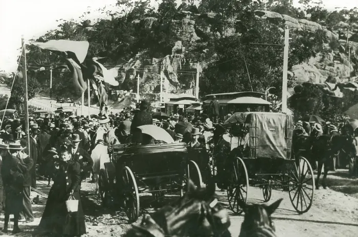 Framed Print : Opening of the tram service to The Spit, 1900. Creator: Unknown Framed Print : Opening of the tram service to The Spit, 1900. Creator: Unknown