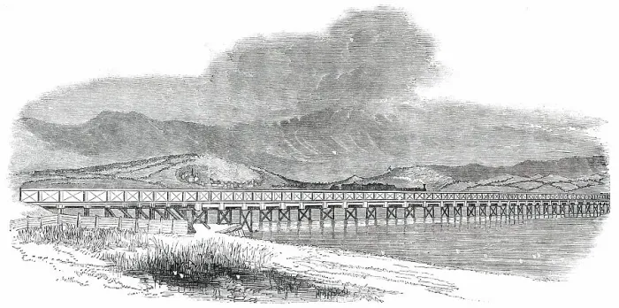 Framed Print : Opening of the Whitehaven and Furness Junction Railway - Duddon Sands Viaduct, 1850. Creator: Unknown Framed Print : Opening of the Whitehaven and Furness Junction Railway - Duddon Sands Viaduct, 1850. Creator: Unknown