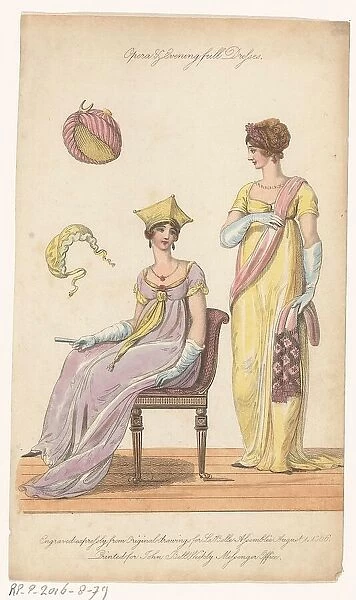 Opera & Evening Full Dresses, 'La Belle Assemblee', August 1 1806. Creator: Anon. Opera & Evening Full Dresses, 'La Belle Assemblee', August 1 1806. Creator: Anon