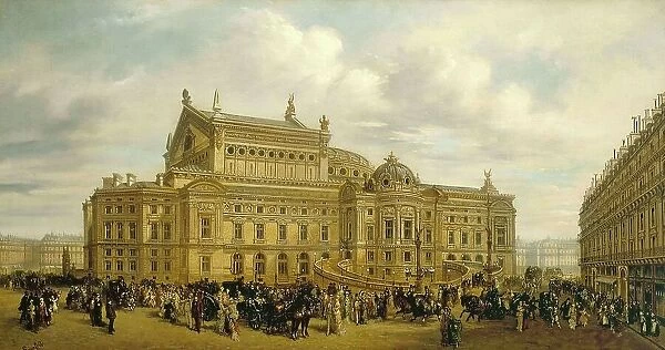 Opera Garnier seen from rue Auber, circa 1880, 9th arrondissement. Creator: Leonard Saurfelt