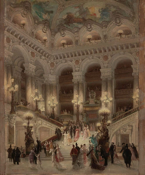 Opera staircase, 1877. Creator: Louis Beroud