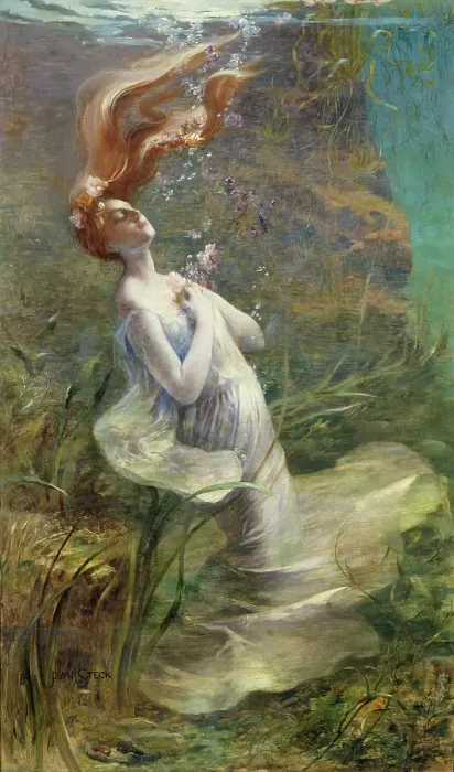 Framed Print : Ophelia, between 1894 and 1895. Creator: Paul Albert Steck Framed Print : Ophelia, between 1894 and 1895. Creator: Paul Albert Steck