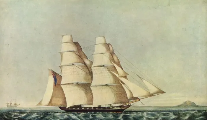Framed Print : The Opium Clipper Brig Anonyma in the Straits of Malacca, 1846. Artist: Norman Hill Framed Print : The Opium Clipper Brig Anonyma in the Straits of Malacca, 1846. Artist: Norman Hill