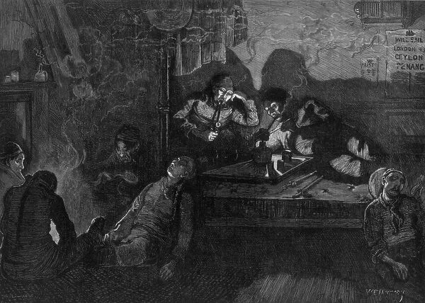 Opium smoking in the East End of London, 1874. Artist: WB Murrey