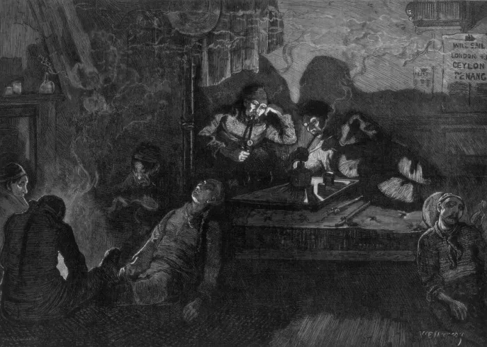 Framed Print : Opium smoking in the East End of London, 1874. Artist: WB Murrey