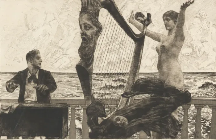 Framed Print : Opus XII, Brahms Phantasy, 1894. Creator: Klinger, Max (1857-1920) Framed Print : Opus XII, Brahms Phantasy, 1894. Creator: Klinger, Max (1857-1920)