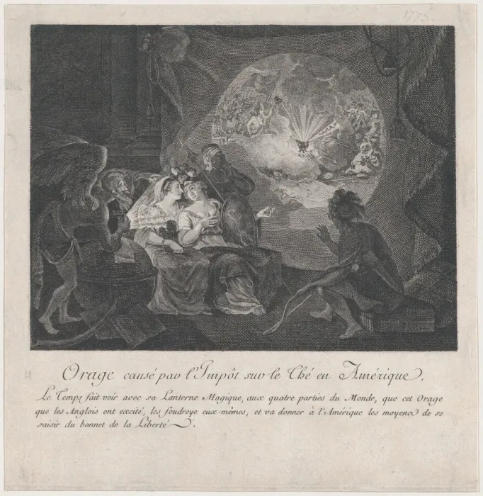 Framed Print : Orage causepar l Impot sur le Theen Amerique, ca. 1775. ca. 1775. Creator: Anon Framed Print : Orage causepar l Impot sur le Theen Amerique, ca. 1775. ca. 1775. Creator: Anon