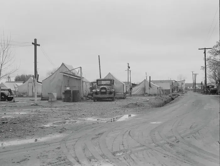 Framed Print : Orange picker's camp, Strathmore, California, 1939. Creator: Dorothea Lange Framed Print : Orange picker's camp, Strathmore, California, 1939. Creator: Dorothea Lange