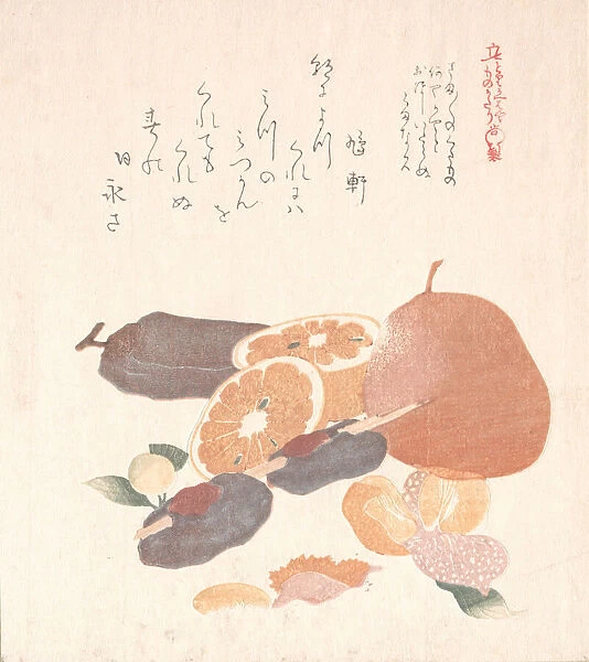 Oranges and Dried Persimmons, 19th century. Creator: Kubo Shunman