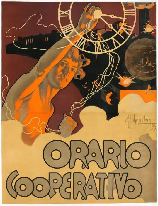 Framed Print : Orario Cooperativo, 1899. Creator: Hohenstein, Adolfo (1854-1928) Framed Print : Orario Cooperativo, 1899. Creator: Hohenstein, Adolfo (1854-1928)