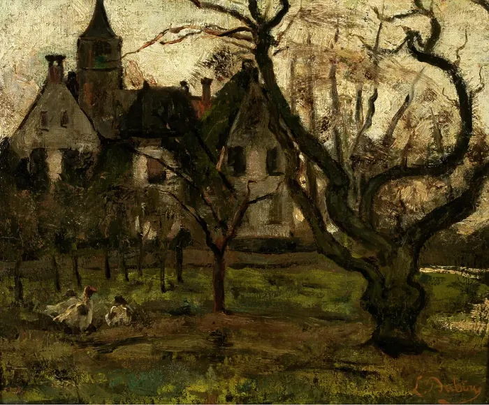 Framed Print : The Orchard of the Castle, c1850-1880. Creator: Louis Dubois Framed Print : The Orchard of the Castle, c1850-1880. Creator: Louis Dubois