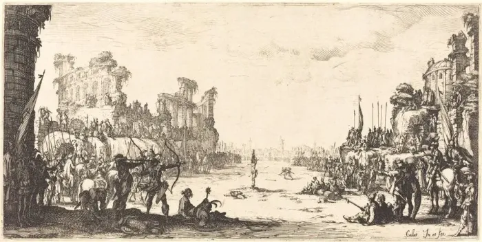 Framed Print : The Ordeal by Arrows (Saint Sebastian), c. 1632 / 1633. Creator: Jacques Callot Framed Print : The Ordeal by Arrows (Saint Sebastian), c. 1632 / 1633. Creator: Jacques Callot