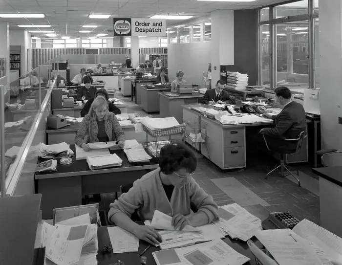 Framed Print : Order and dispatch office, Stanley Tools, Sheffield, South Yorkshire, 1967. Artist Framed Print : Order and dispatch office, Stanley Tools, Sheffield, South Yorkshire, 1967. Artist