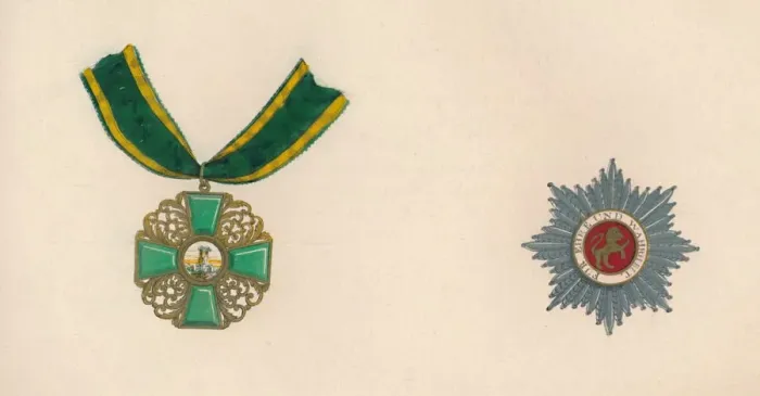 Framed Print : The Order of the Lion of Baden (Golden Lion of Daringen), c19th century Framed Print : The Order of the Lion of Baden (Golden Lion of Daringen), c19th century