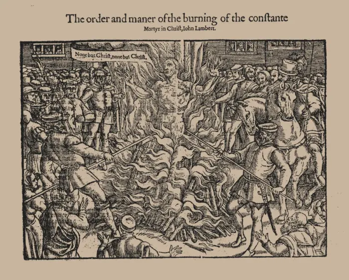 Framed Print : The order and maner of the burning of the constante Martyr in Christ, John Lambert. (From Acts and M Artist: Anonymous Framed Print : The order and maner of the burning of the constante Martyr in Christ, John Lambert. (From Acts and M Artist: Anonymous