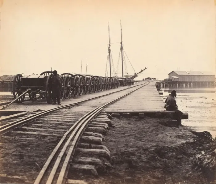 Framed Print : Ordnance Wharf, City Point, Virginia, 1865. Creator: Thomas C. Roche Framed Print : Ordnance Wharf, City Point, Virginia, 1865. Creator: Thomas C. Roche