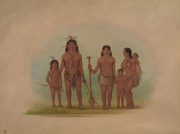 Orejona Chief and Family, 1854  /  1869. Creator: George Catlin