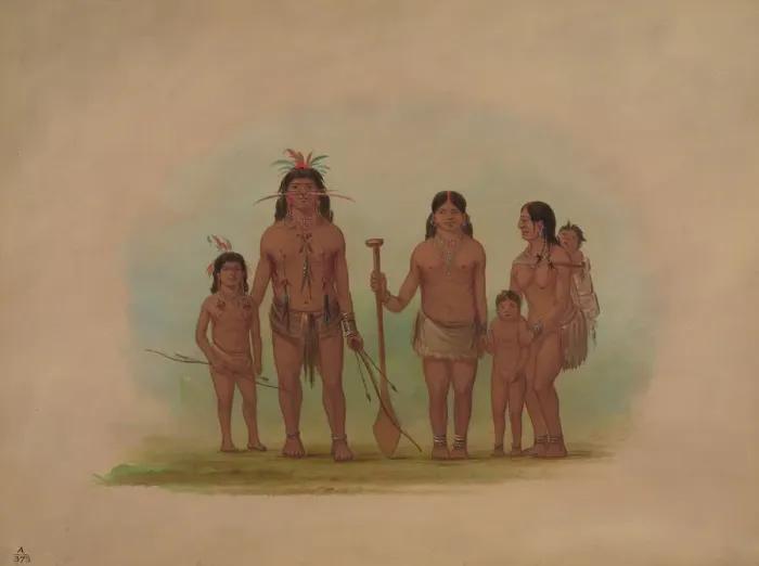 Framed Print : Orejona Chief and Family, 1854 / 1869. Creator: George Catlin Framed Print : Orejona Chief and Family, 1854 / 1869. Creator: George Catlin