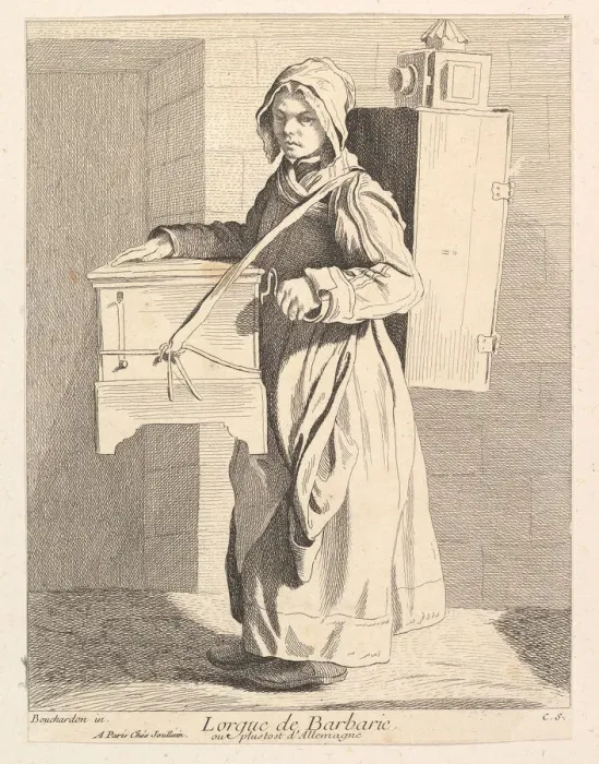 Framed Print : Organ Grinder, 1737. Creator: Caylus, Anne-Claude-Philippe de Framed Print : Organ Grinder, 1737. Creator: Caylus, Anne-Claude-Philippe de