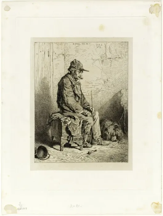 Framed Print : Organ Grinder, 1844. Creator: Charles Emile Jacque Framed Print : Organ Grinder, 1844. Creator: Charles Emile Jacque