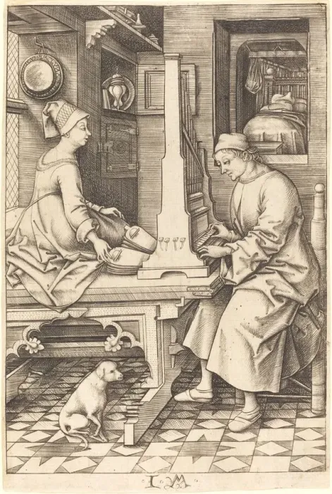 Framed Print : The Organ Player and His Wife, c. 1495  /  1503. Creator: Israhel van Meckenem