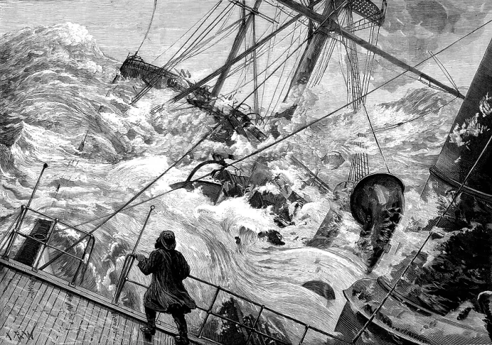 Framed Print : The Orient Line steamer Chimborazo in a gale, 1880. Creator: Unknown Framed Print : The Orient Line steamer Chimborazo in a gale, 1880. Creator: Unknown
