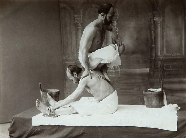 The Oriental bath. Massage, 1880s. Artist: Dmitri Ivanovich Yermakov