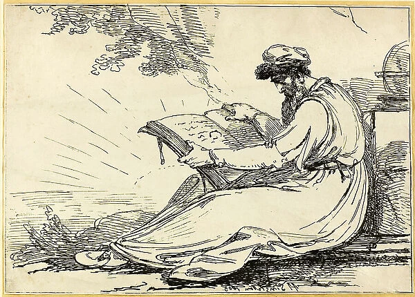 Oriental with a Beard, Reading a Book, 1803. Creator: Henry Singleton