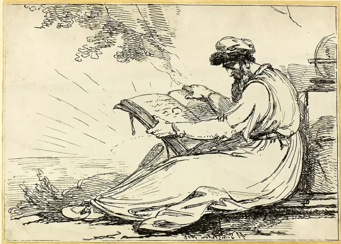 Framed Print : Oriental with a Beard, Reading a Book, 1803. Creator: Henry Singleton Framed Print : Oriental with a Beard, Reading a Book, 1803. Creator: Henry Singleton