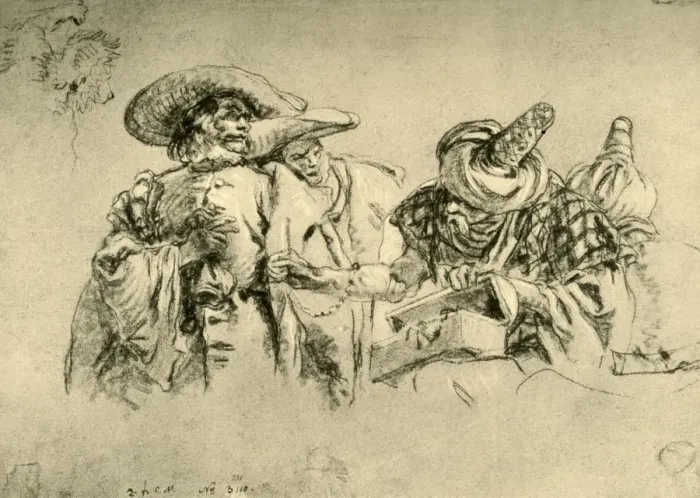 Framed Print : An Oriental Dealer in Jewels and two European Merchants, 1752-1753, (1928). Artist