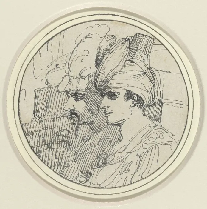 Framed Print : Two Oriental Heads, 1770 / 1775. Creator: John Hamilton Mortimer