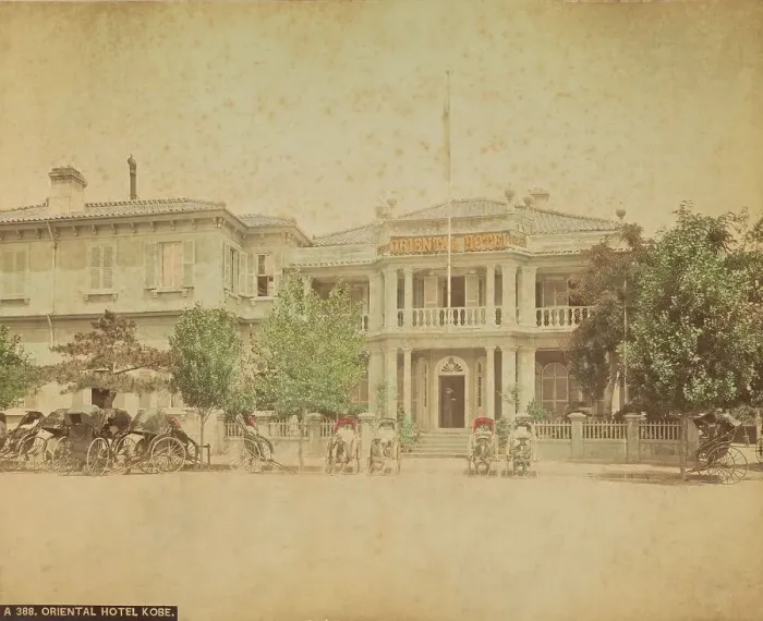 Framed Print : Oriental Hotel, Kobe, 1870s-1890s. Creator: Kusakabe Kimbei Framed Print : Oriental Hotel, Kobe, 1870s-1890s. Creator: Kusakabe Kimbei