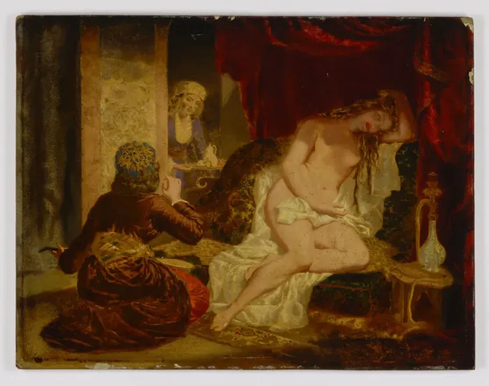 Framed Print : Oriental Princess after the Bath, ca. 1866. Creator: Miner Kilbourne Kellogg Framed Print : Oriental Princess after the Bath, ca. 1866. Creator: Miner Kilbourne Kellogg