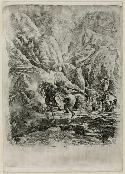 Framed Print : Oriental Rider in the Mountains, 1866. Creator: Rodolphe Bresdin Framed Print : Oriental Rider in the Mountains, 1866. Creator: Rodolphe Bresdin