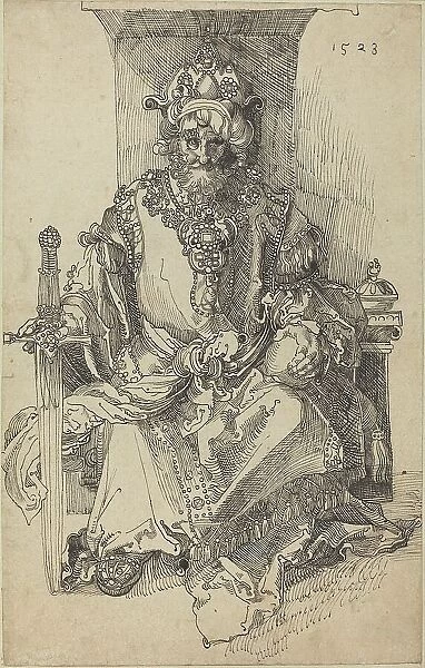An Oriental Ruler Seated on His Throne, 1523. Creator: Albrecht Durer