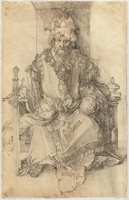 Framed Print : An Oriental Ruler Seated on His Throne, c. 1495. Creator: Albrecht Durer Framed Print : An Oriental Ruler Seated on His Throne, c. 1495. Creator: Albrecht Durer