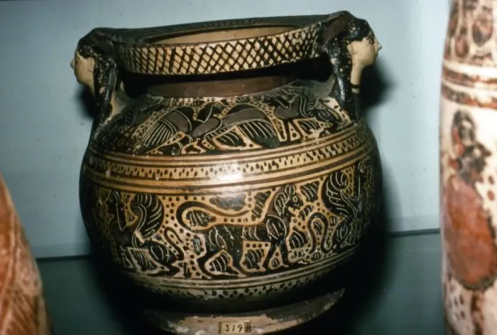 Framed Print : Orientalising Vase with Harpy, Sphinx and Lion, c6th century BC Framed Print : Orientalising Vase with Harpy, Sphinx and Lion, c6th century BC