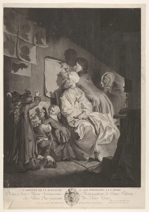 Framed Print : Origin of Painting. Creator: Jean Ouvrier Framed Print : Origin of Painting. Creator: Jean Ouvrier