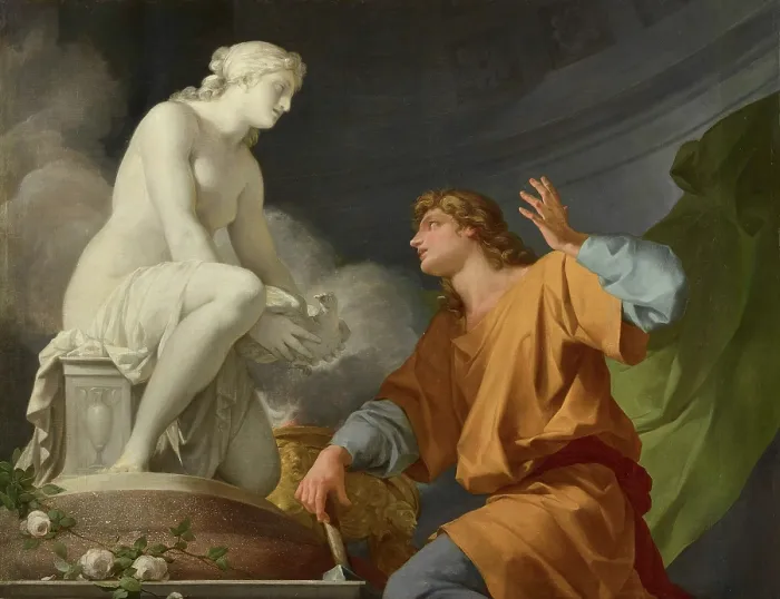 Framed Print : The Origin of Sculpture or Pygmalion praying Venus to animate his statue, 1786. Creator: Regnault, Jean-Baptiste (1754-1829) Framed Print : The Origin of Sculpture or Pygmalion praying Venus to animate his statue, 1786. Creator: Regnault, Jean-Baptiste (1754-1829)