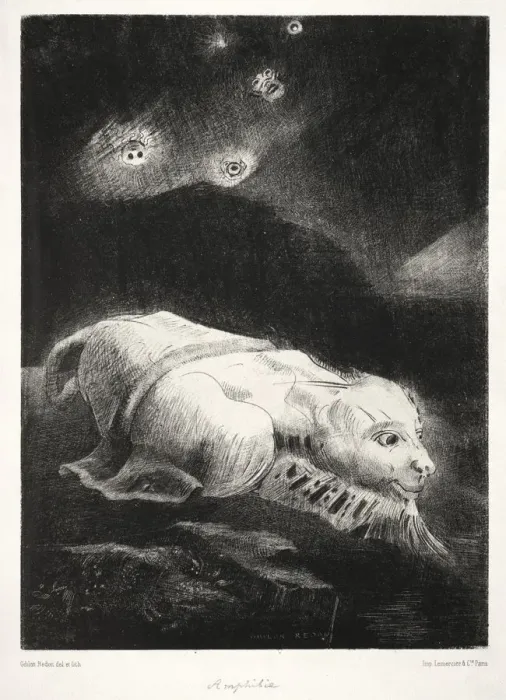Framed Print : Origins: When Life Was Awakening in the Depths of Obscure Matter, 1883. Creator: Odilon Redon Framed Print : Origins: When Life Was Awakening in the Depths of Obscure Matter, 1883. Creator: Odilon Redon