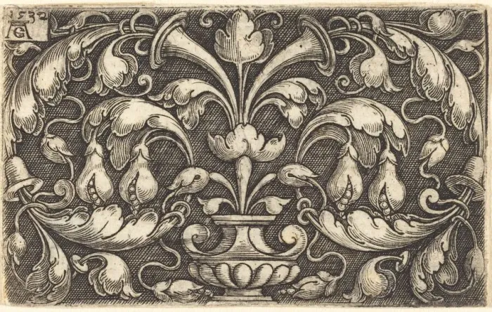 Framed Print : Ornament, 1532. Creator: Heinrich Aldegrever Framed Print : Ornament, 1532. Creator: Heinrich Aldegrever